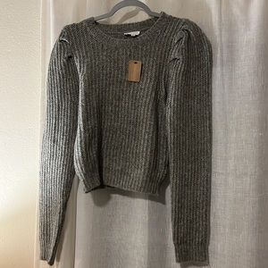 Vestique puff sleeve sweater in “Stone Mountain” gray